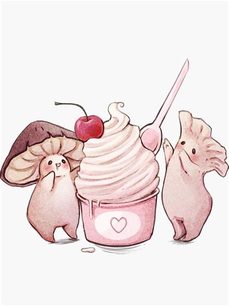 The Mushrooms Found Ice Cream Sticker By Fairydrop Redbubble
