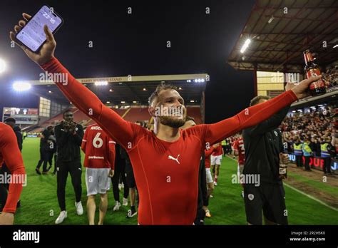 James Norwood Of Barnsley Celebrates The Win During The Sky Bet