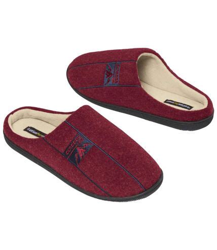 Men's Burgundy Fleece-Lined Slippers | Atlas For Men