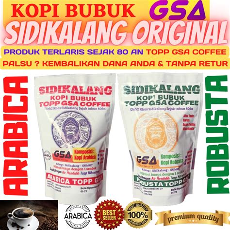 Jual Kopi SIDIKALANG 250g Bubuk Murni 100 Hitam ARABICA ARABIKA