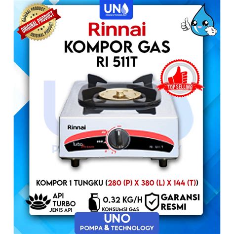 Jual Rinnai Kompor Gas 1 Tungku Api Turbo RI 511 T RI 511 T RI511T