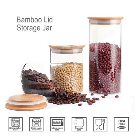 Penutup Buluh Kedap Udara Balang Penyimpanan Kaca Cookie Jar Glass