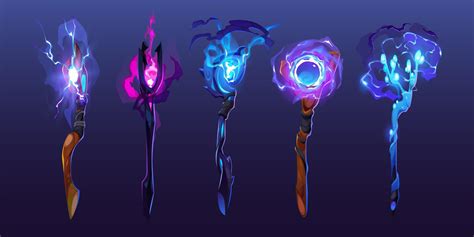 Magic Staves With Vfx Of Spells 12975460 Vector Art At Vecteezy