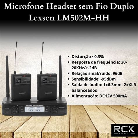 Microfone Headset Sem Fio Duplo Lexsen Lm M Hh