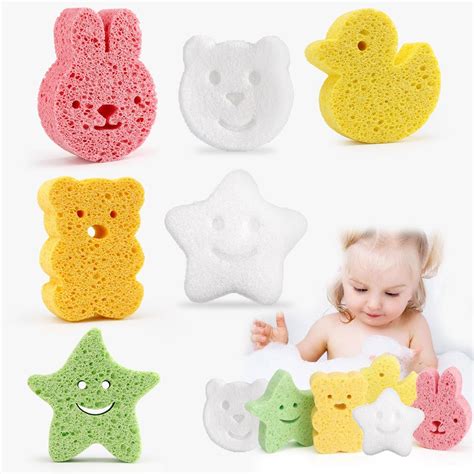 Gipoowaa Cute Baby Bath Sponge For Bathing Pcs Cute Shapes Natural