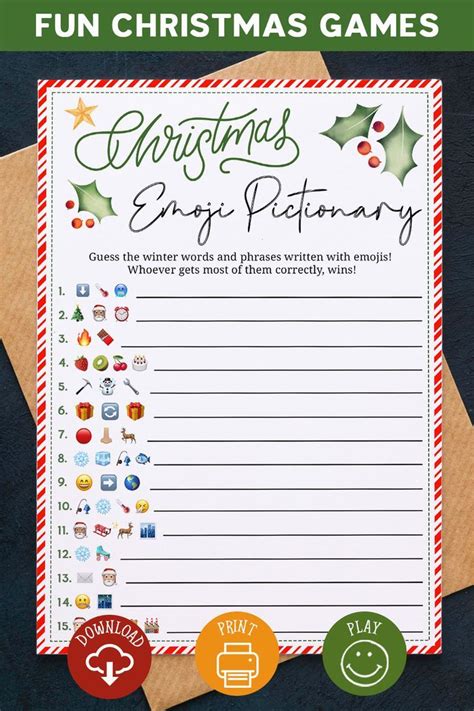 Christmas Emoji Pictionary Game Emoji Quiz Game Printable Etsy Fun