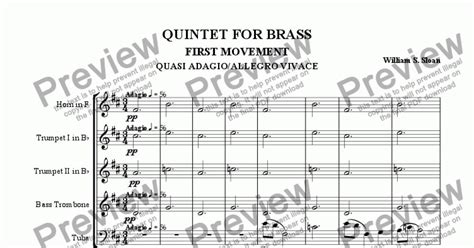 Brass Quintet 1st Mvmt Download Sheet Music Pdf File