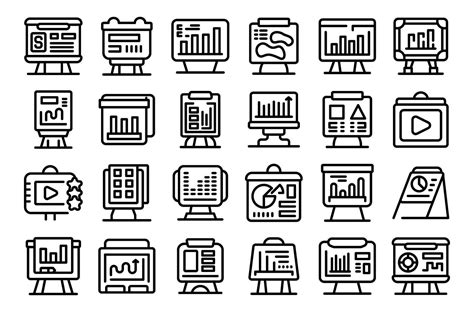 Flipchart Icons Set Outline Vector Easel Board Vector Art At