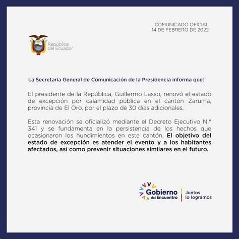 Comunicaci N Ecuador On Twitter Comunicado Oficial La Secretar A