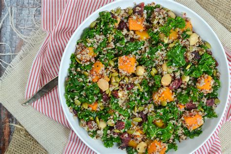 Kale Quinoa And Butternut Squash Salad With Cranberry Citrus Vinaigrette