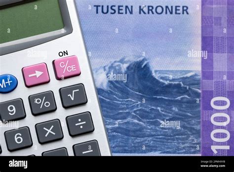 Norway Money 1000 Norwegian Kroner Banknote And Calculator Financial