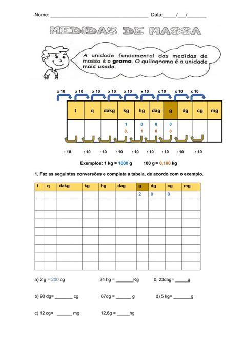 Atividades Sobre Medidas De Massa 3 Ano LEARNBRAZ