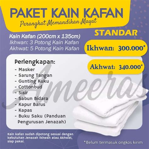 Jual Paket Kain Kafan Pria Wanita Perlengkapan Memandikan Jenazah