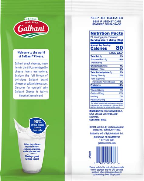 Galbani String Cheese Mozzarella Low Moisture Part Skim Planogram Back