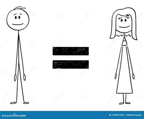 Vector Cartoon Of Man And Woman And Equal Sign Between Them ...