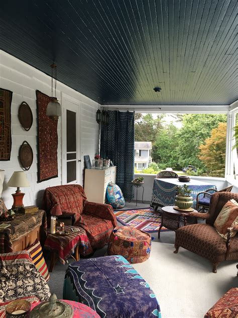 My Hippie Boho Porch With Indigo Ceiling Turn Your Dead Space Into A