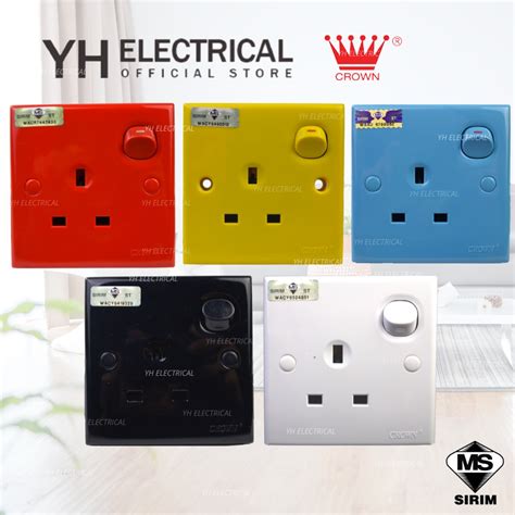 Crown 13a Switch Socket Outlet White Black Red Blue Yellow Switch Socket Sirim Approval