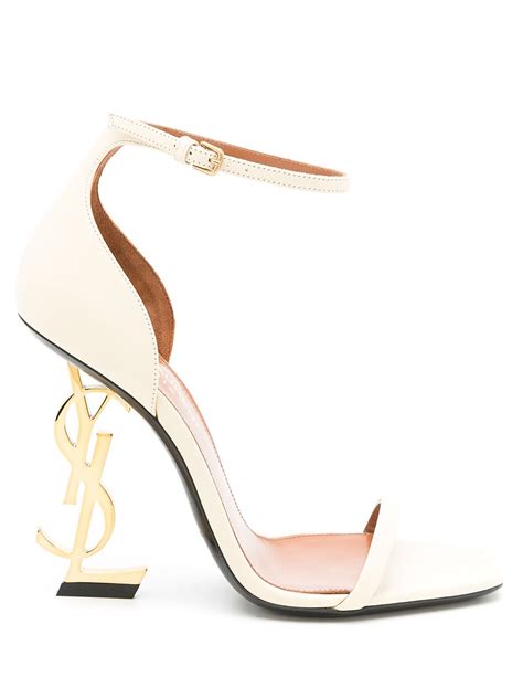 Saint Laurent Opyum 100mm Ysl Heel Sandals Neutrals Farfetch Ao