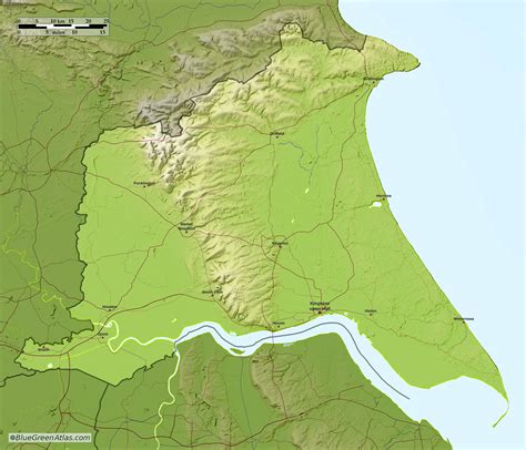 Blue Green Atlas Free Relief Map Of England Yorkshire And The