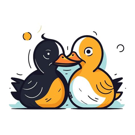 Una Linda Pareja De Patos Enamorados Ilustraci N Vectorial En Estilo De