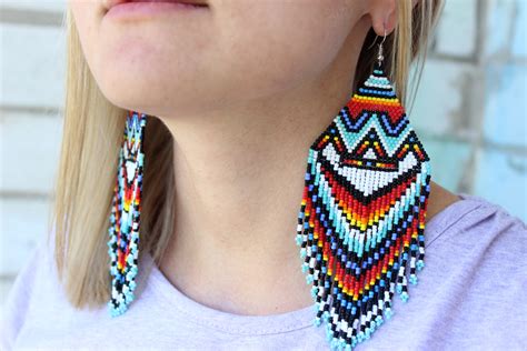 Native American Beaded Earrings American Indian Beaded Earrings