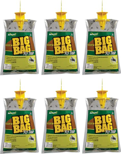 Rescue Big Bag Fly Trap Disposable Outdoor Use 6 Traps Patio Lawn And Garden