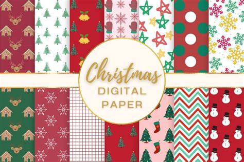 Christmas Digital Paper Pack Graphic by Lovely bee · Creative Fabrica