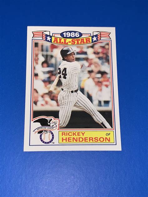 1987 Topps 1986 Rickey Henderson All Star Game Commemorative Card 18