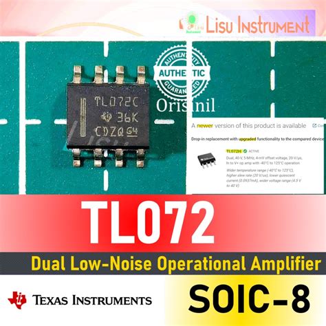 Jual TL072 Dual Low Noise JFET Input Operational Amplifier TL072C Texas