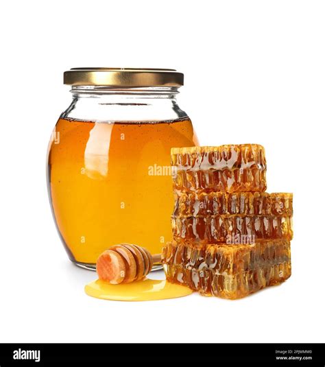 Tasty Natural Honey On White Background Organic Product Stock Photo