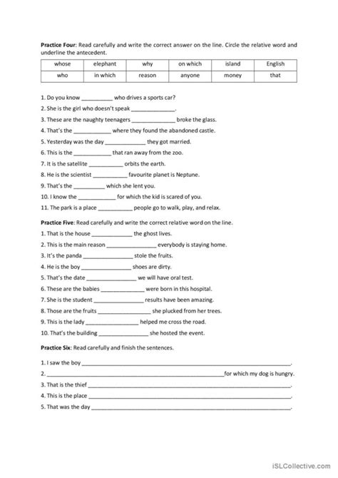 Defining Relative Clause 3 General G English Esl Worksheets Pdf And Doc