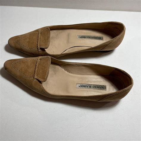 MANOLO BLAHNIK Pitaka Suede Loafer Nude Sz 38 Depop