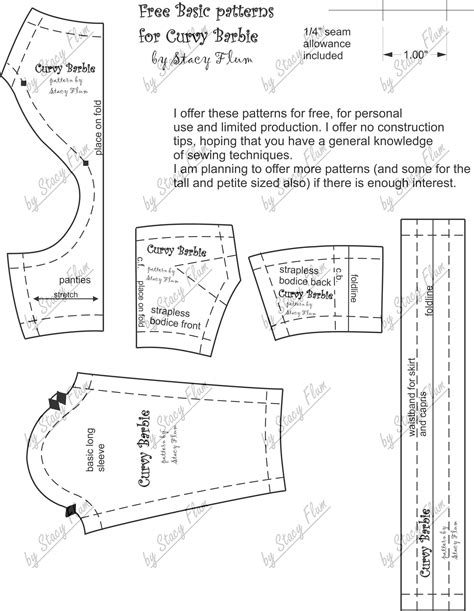 Free Pattern For Curvy Barbie Barbie Doll Clothing Patterns Barbie Sewing Patterns Curvy Barbie