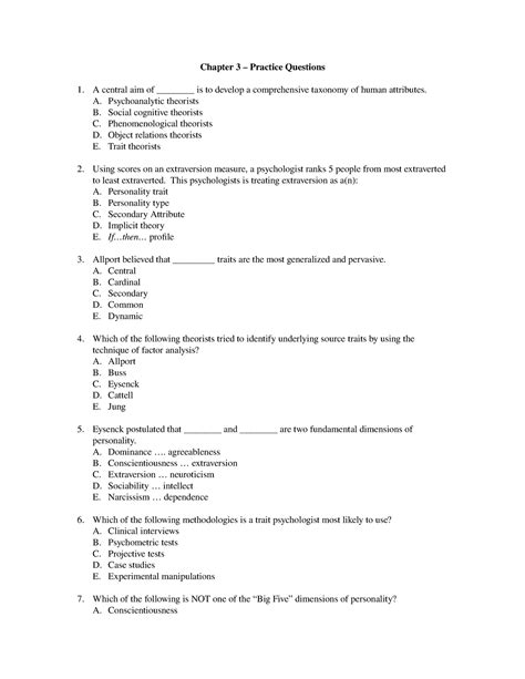 Oefenvragen Chapter 3 Chapter 3 Practice Questions A Central Aim Of