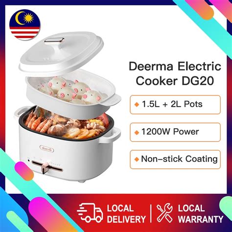 2L Deerma DG20 Non Stick Electric Pot Electric Rice Cooker Hot Pot Frying Pan Multi Cooker