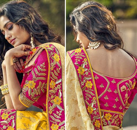 Off White And Yellow Banarasi Silk Jacquard Woven Thread And Zari