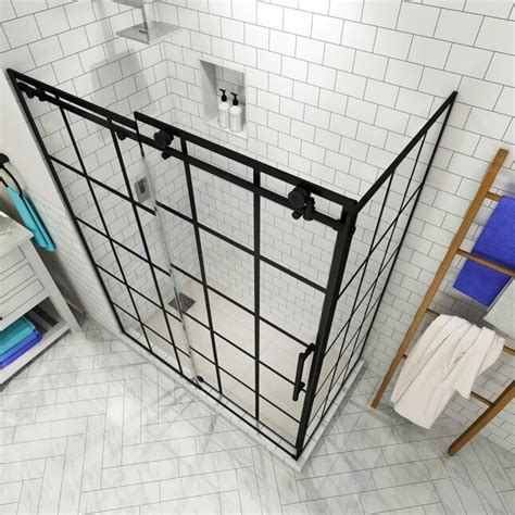 Aston Kamaya Black 44 In To 48 In X 76 In Frameless Sliding Shower Door