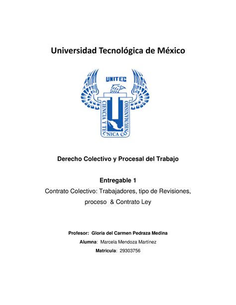 Entregable 1 Derecho Colectivo Universidad Tecnológica de México