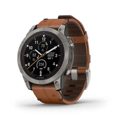 Montre Garmin Fenix 7 Pro Sapphire Solar Titane Bracelet Cuir Marron