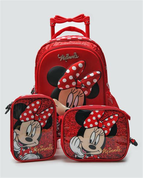 Mochila Infantil Rodinha Minnie Mouse Vermelha Disney FANLAB