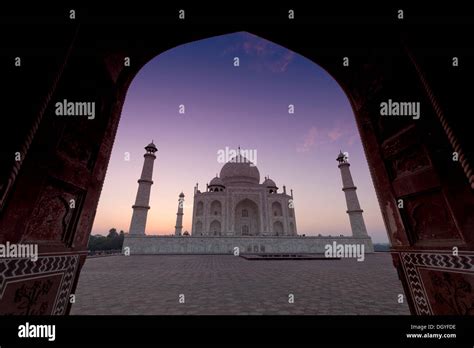 Taj Mahal Mausoleum Unesco World Heritage Site In The Evening Light