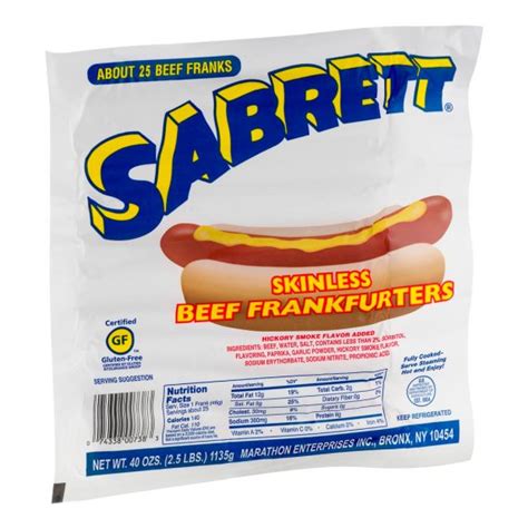 Nutrition Sabrett Hot Dogs