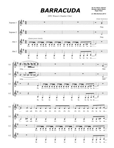 Barracuda Sheet Music Heart Ssa Choir