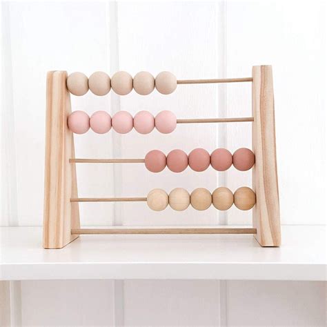 Earthy Pink Wooden Abacus Nursery Shelf Decor Wooden Earthy