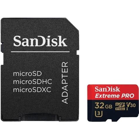 Sandisk Extreme Pro Micro Sdhc 32go Classe 10 Uhs I U3 V30 100 Mo S Achat Carte Mémoire Pas