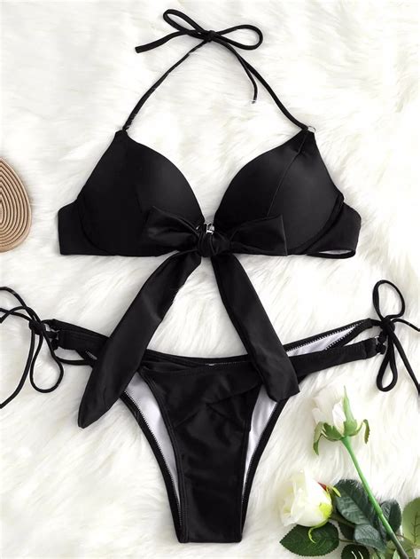 Knot Front Push Up String Bikini Set In Bikinis Set From Sports