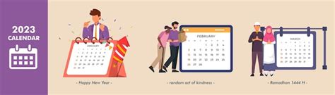 2023 calendario conjunto enero febrero y marzo mes ilustración de