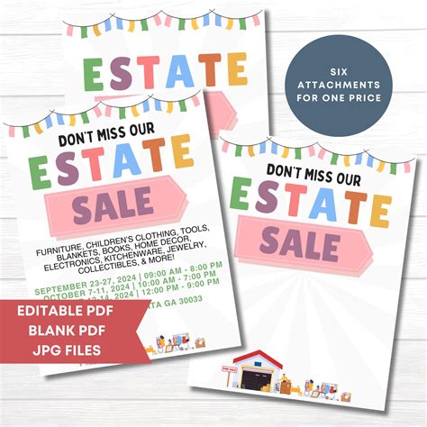 Editable Estate Sale Flyer Template | Moving Out Sale Sign Customizable