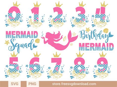 Mermaid Birthday Number Svg Bundle Fsd K79 Store Free Svg Download