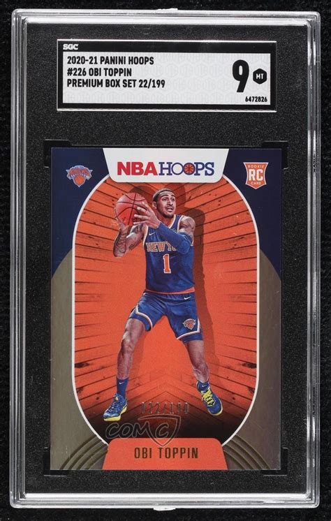 2020 Panini NBA Hoops Premium Box Set 199 Obi Toppin 226 SGC 9 MINT